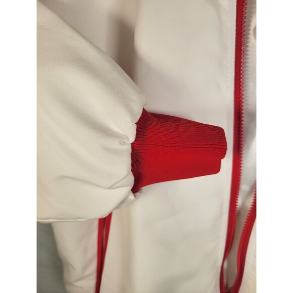 VTG USA Flag Satin Bomber Jacket Mens MEDIUM LARGE Kim Baker Design White - Picture 10 of 12